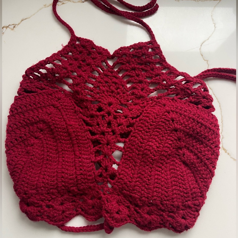 Crochet Halter Crop Top Small